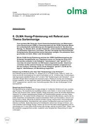 6. OLMA Honig-Prämierung mit Referat zum Thema Sortenhonige