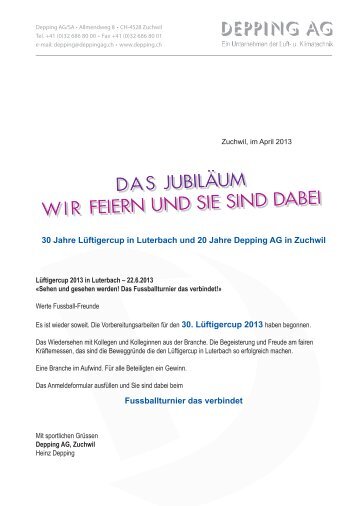 DAS Jubiläum WiR FEiERN uND SiE SiND DAbEi ... - Depping AG