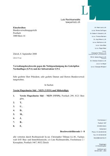 VFSN Beschwerde gekröpfter Nordanflug