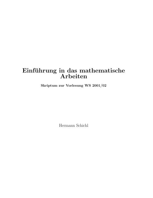 Einführung in das mathematische Arbeiten - Mathe Online