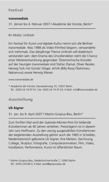 kosmos 20 pdf - Österreichisches Kulturforum Berlin