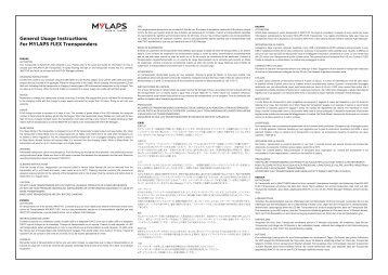 General Usage Instructions For MYLAPS FLEX Transponders