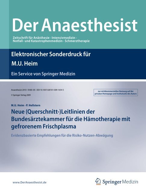 Leitlinien der Bundesärztekammer für die Hämotherapie - Institut für ...