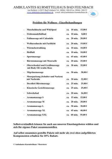 AMBULANTES KURMITTELHAUS BAD FEILNBACH