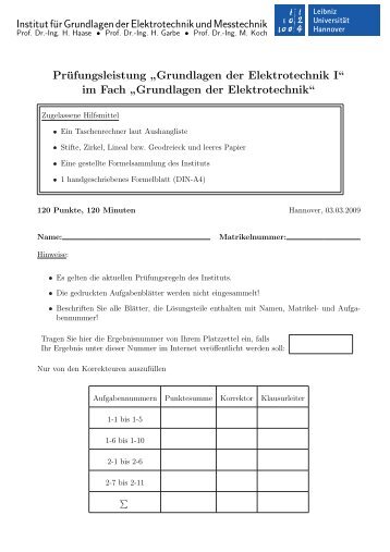 Grundlagen der Elektrotechnik I - LfI