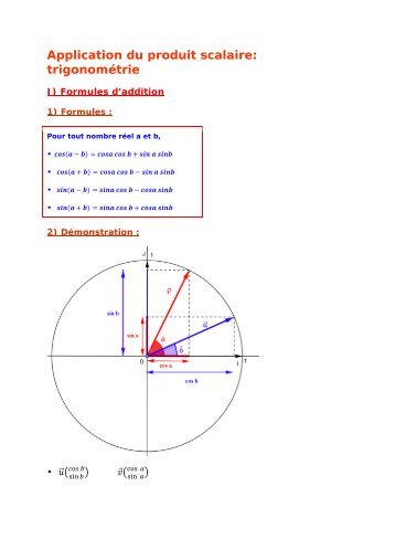 Application du produit scalaire : trigonométrie - Parfenoff . org