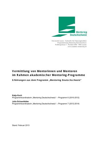 Vermittlung von Mentorinnen und Mentoren - Mentoring ...