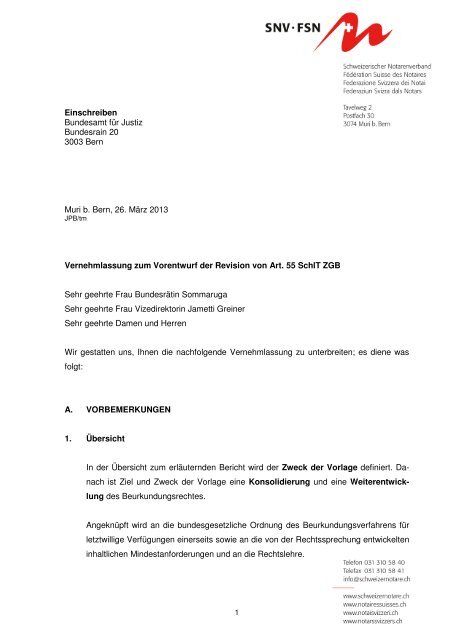 Vernehmlassung ZGB 26.3.2013 elektronisch - Schweizerischer ...