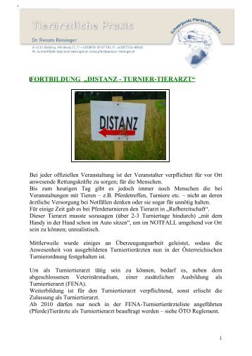 fortbildung „distanz - turnier-tierarzt“ - Pferdepraxis-reisinger.at