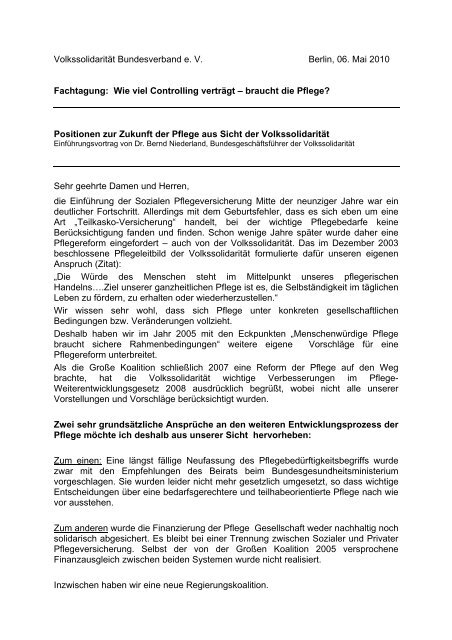 Vortrag Dr. Bernd Niederland - Volkssolidarität Bundesverband e.V.
