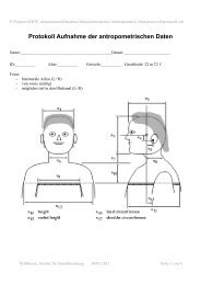 Protokoll Aufnahme der antropometrischen Daten