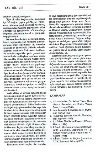 Tıbbi ve Aromatik Bitkiler Bülteni Sayı 9 (Temmuz 1993)