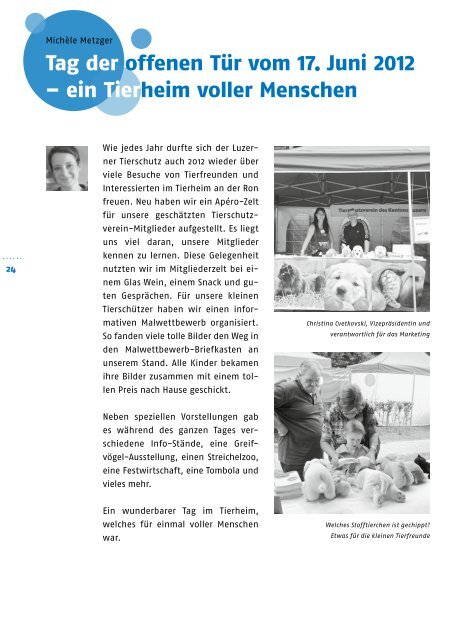 Jahresbericht 2012 - Tierschutzverein des Kantons Luzern