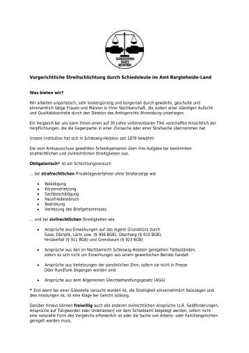 Flyer Schiedsmann - Amt Bargteheide-Land