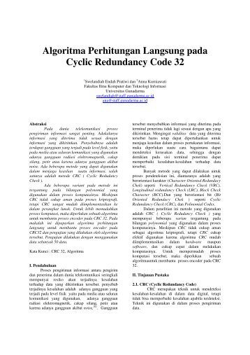 Algoritma Perhitungan Langsung pada Cyclic Redundancy Code 32