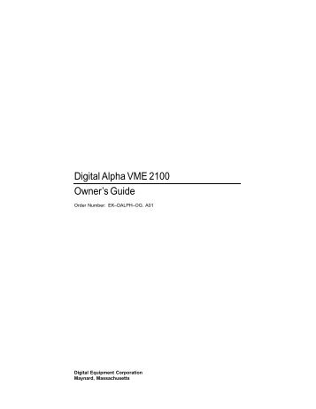 Digital Alpha VME 2100 Owner's Guide - Manx