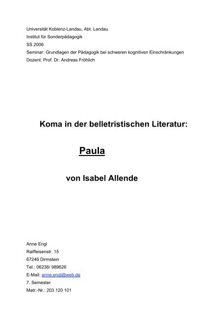 Paula Isabel Allende Basale Stimulation