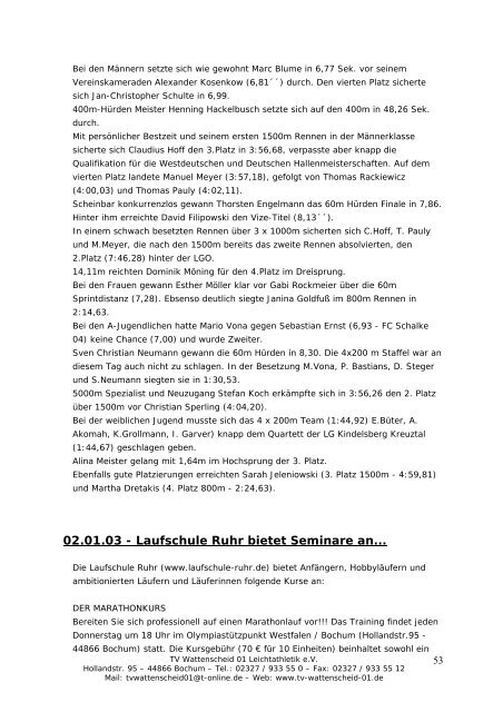 TV Wattenscheid 01 Leichtathletik e.V. Archiv 2003 - Homepage ...