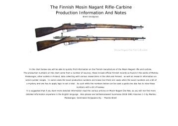 The Finnish Mosin Nagant Rifle-Carbine Production Information