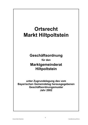 Ortsrecht - Gemeinde Weißenohe - Hiltpoltstein