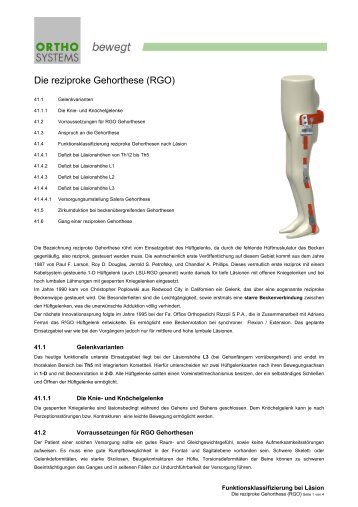 Die reziproke Gehorthese (RGO) - Ortho-Systems