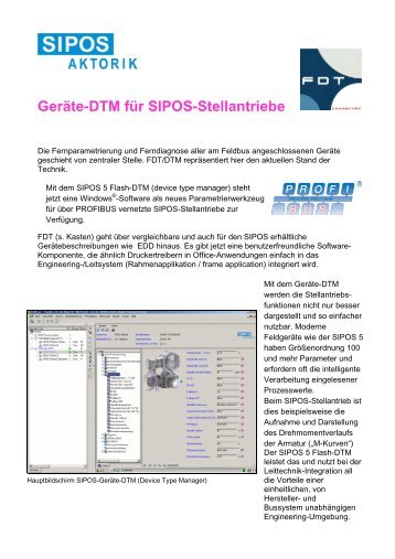 Geräte-DTM für SIPOS-Stellantriebe