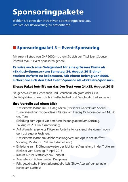 Sponsoringpakete - Dorffest