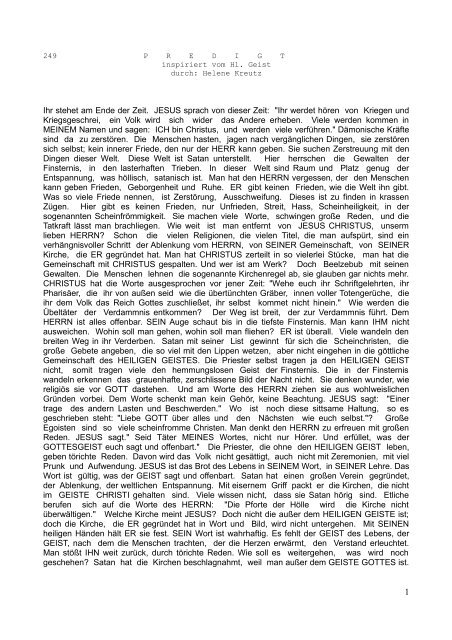 Ihr Stehet Am Ende Der Zeit Jesus Sprach Von Dieser Uber Uns