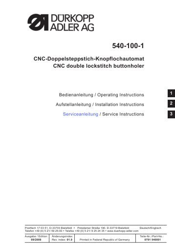 CNC-Doppelsteppstich-Knopflochautomat CNC ... - Durkopp Adler AG