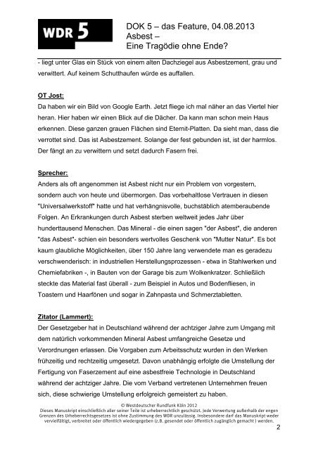 Das Manuskript zur Sendung (pdf) - WDR 5