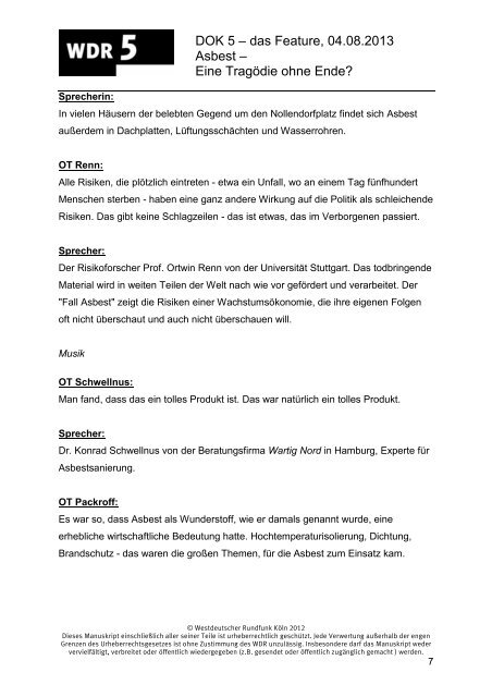Das Manuskript zur Sendung (pdf) - WDR 5