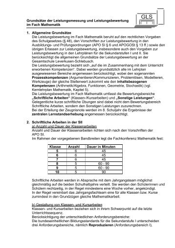 Mathematik - der Gesamtschule Leverkusen Schlebusch