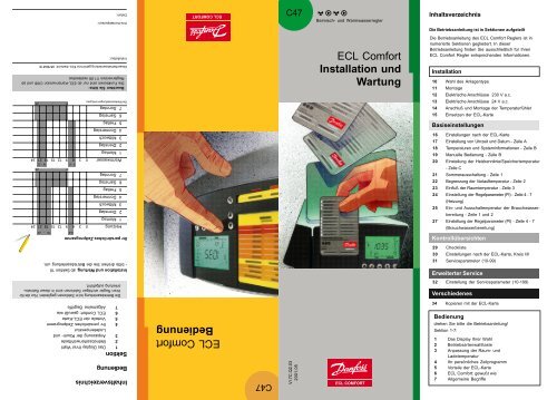 ECL Comfort Bedienung ECL Comfort Installation und Wartung