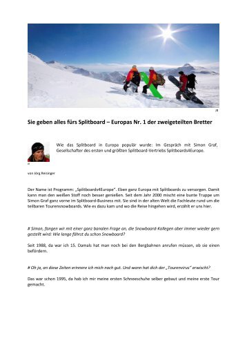 Sie geben alles fürs Splitboard – Europas Nr. 1 der zweigeteilten ...