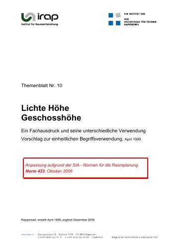 Nr. 10: Lichte Höhe/Geschosshöhe - IRAP