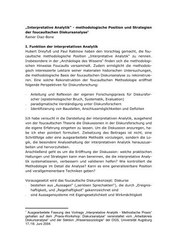 „Interpretative Analytik“ - methodologische ... - Rainer Diaz-Bone