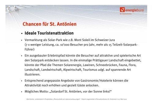 Projekt Solarstrom am Chüenihorn (pdf) - St. Antönien Tourismus