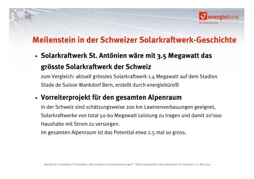 Projekt Solarstrom am Chüenihorn (pdf) - St. Antönien Tourismus