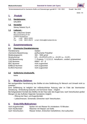 Galden Datenblatt allgemein - G.Werner GmbH