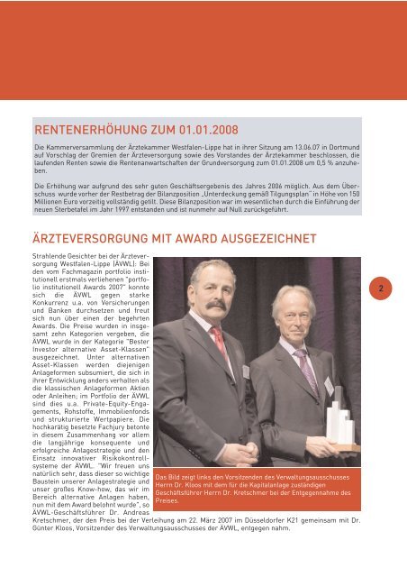 Newsletter 1 - Juni 2007 - Ärzteversorgung Westfalen-Lippe