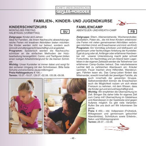 themenkurse – schnitzen - Schnitzschule Geisler-Moroder