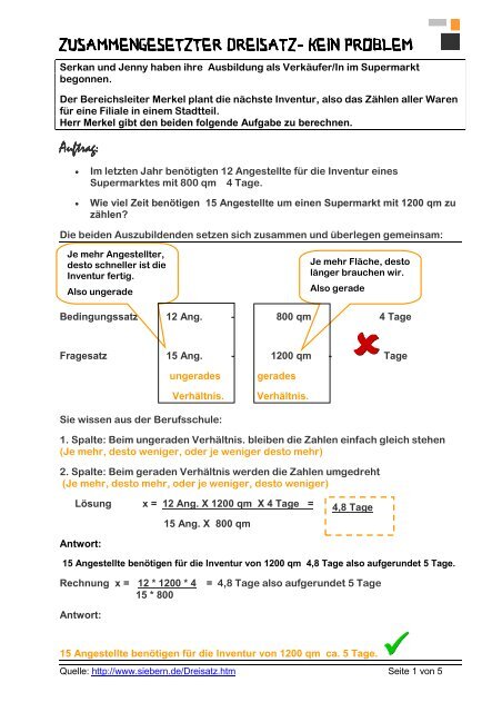 Zusammengesetzter Dreisatz Aufgaben Mit Lösungen Und Erklärung Zusammengesetzter_Dreisatz_3.pdf - Siebern