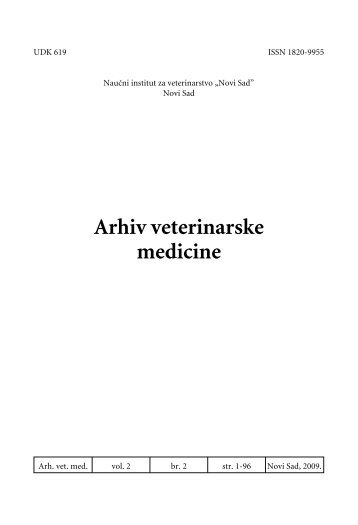 Arhiv veterinarske medicine - Naučni institut za veterinarstvo - Novi ...