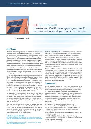 Thermische Solaranlagen - NHRS - DIN Deutsches Institut für ...