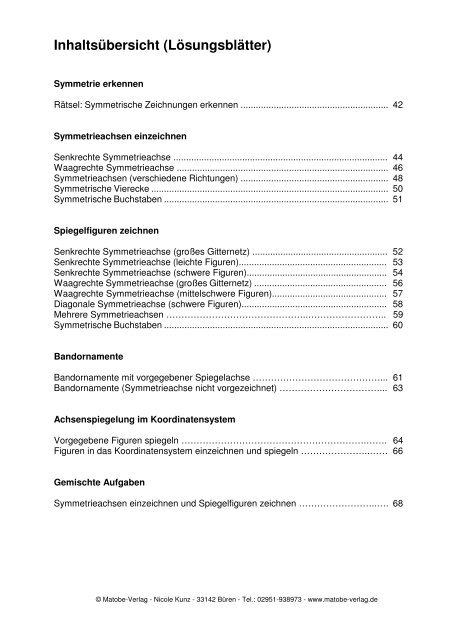 Matthias Nowak: Arbeitsmappe Spiegelsymmetrie - Matobe-Verlag