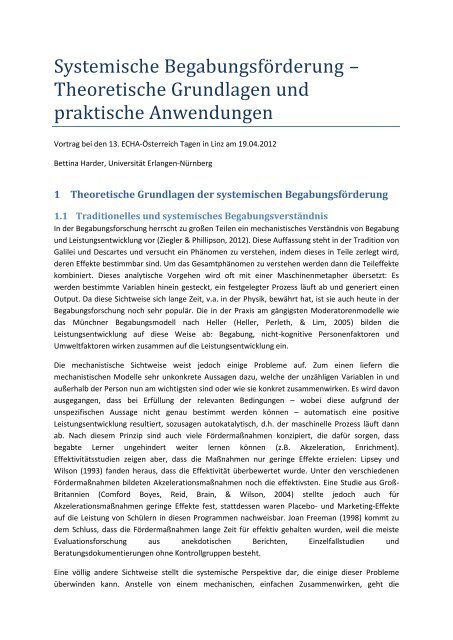 Systemische Begabungsförderung – Theoretische Grundlagen und ...