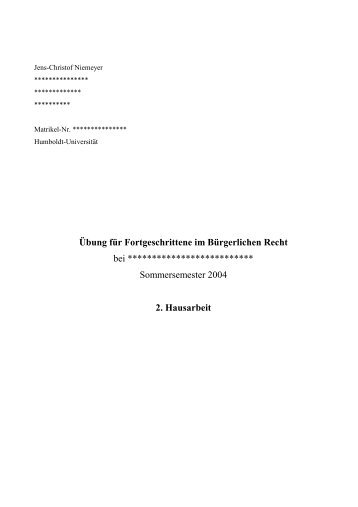 Übung für Fortgeschrittene im Bürgerlichen Recht - Jcniemeyer.de