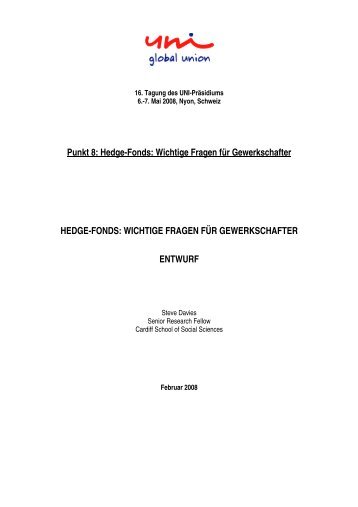 Hedge-Fonds: Wichtige Fragen für Gewerkschafter - UNI Post ...