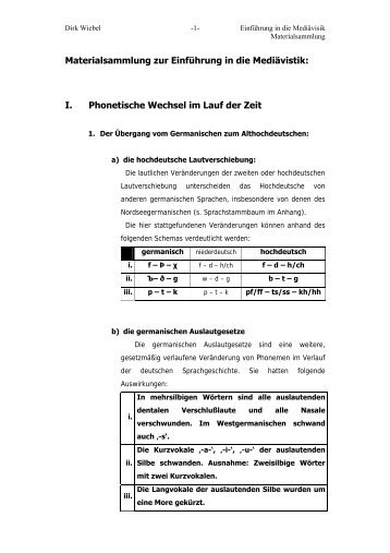 Materialsammlung zur Einführung in die Mediävistik: I ... - Dirk Wiebel