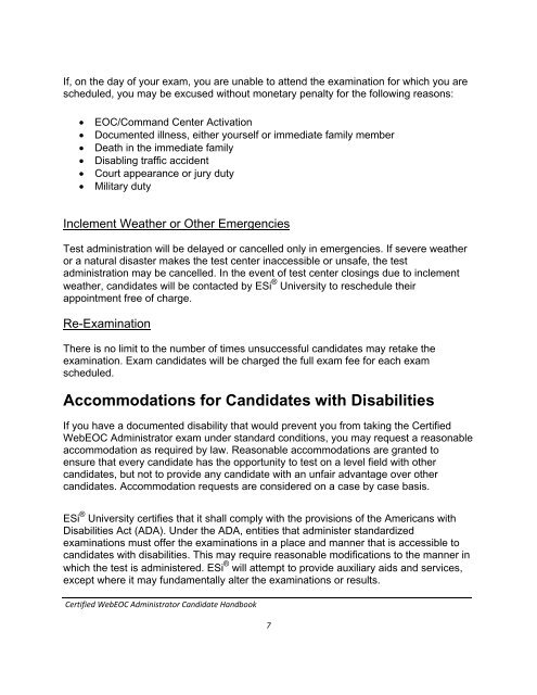 Certified WebEOC Administrator Candidate Handbook